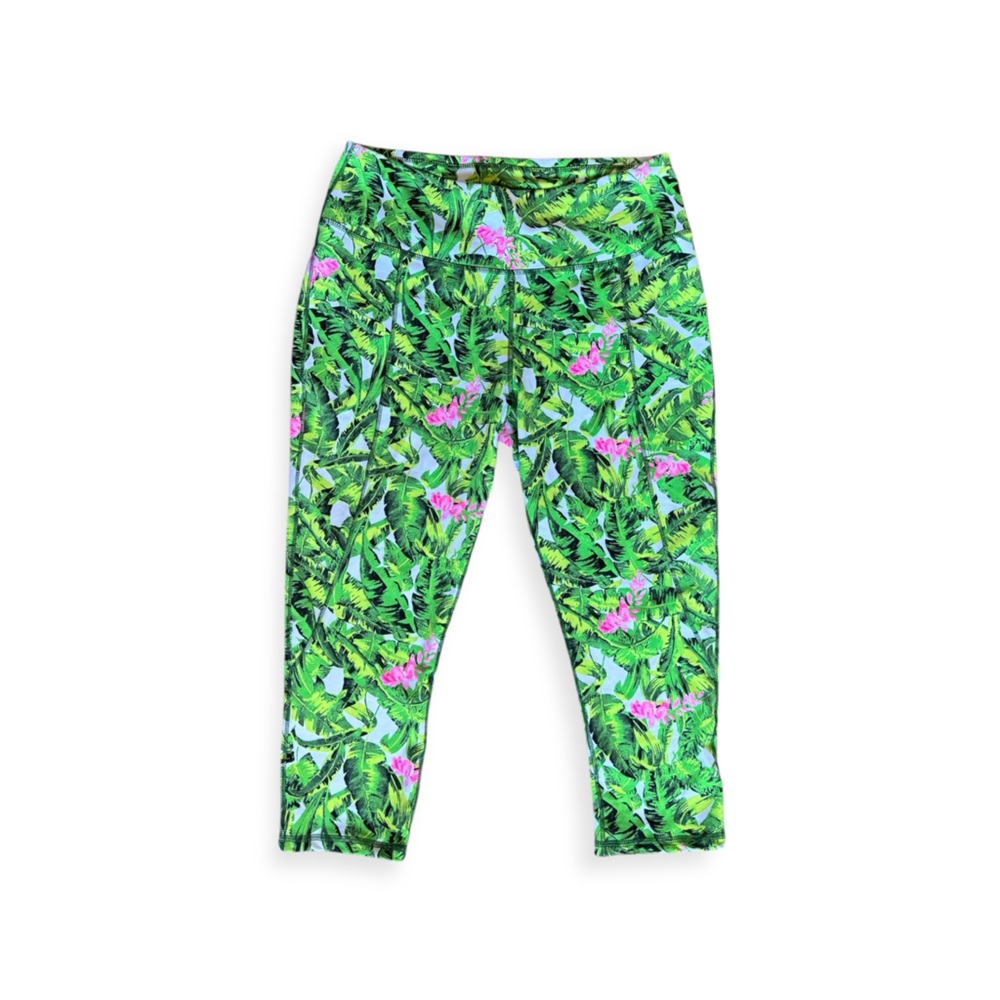 Zelos leggings athletic athleisure pin green 1X curvy crop
